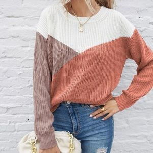 Color Block Drop Shoulder Sweater